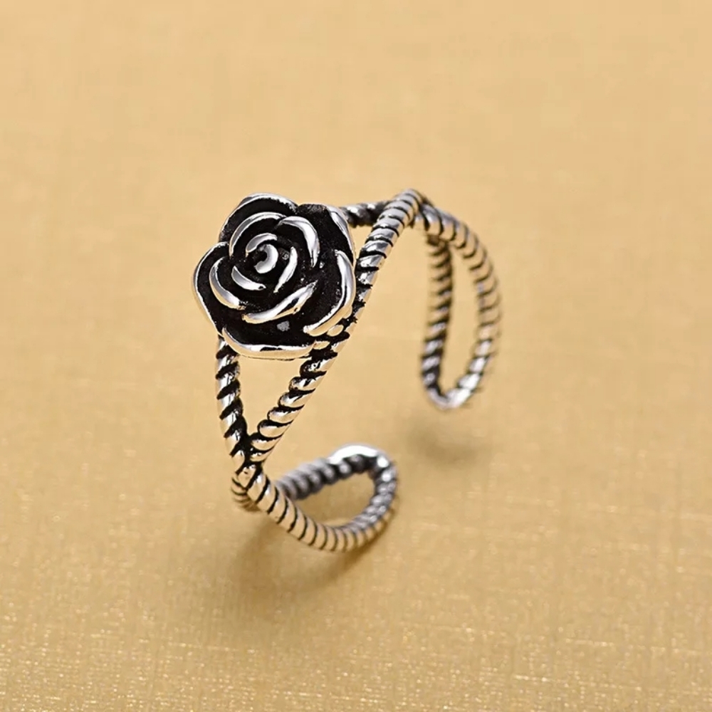 NEW S925 Rose Flower Adjustable Ring - Picture 3 of 6